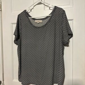 LOFT Black and White Diamond Pattern Blouse